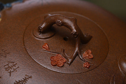 Traditional Craft Handmade Tea Pot Chinese Character Carved Real Yixing Zisha