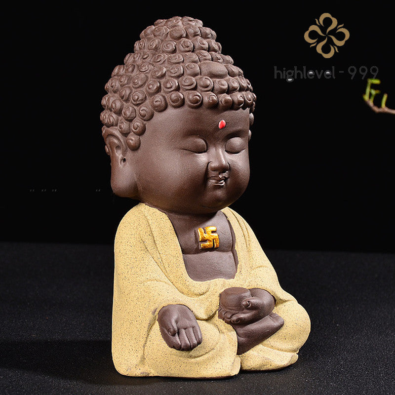 Creative Purple Clay Buddha Statue Decoration Tea Pet Desktop Home Furnishing