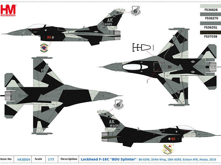 HM 1/72 US F16 fighter model F-16C Alaska