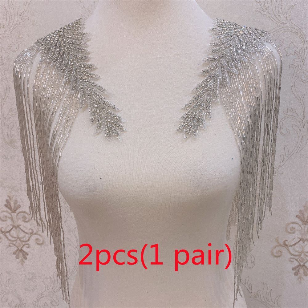 Rhinestone Patches 2-5Pcs Crystal Beaded Iron On Bridal Wedding Dress Decoration