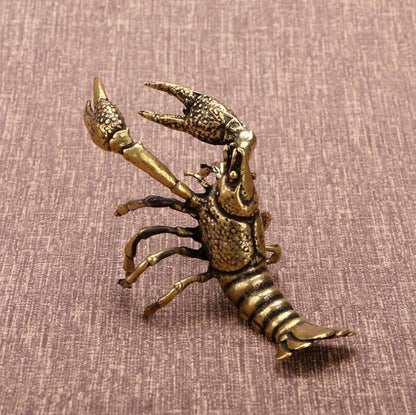 chinese old brass handmade statue casting shrimp collectable