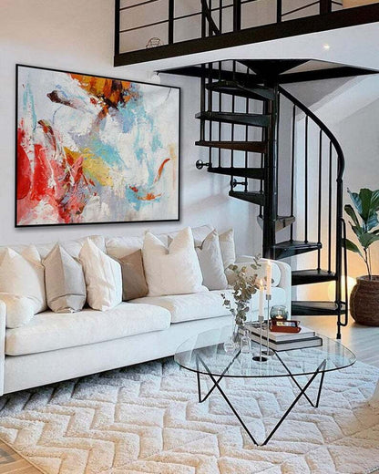 Handmade Canvas Painting Wall Art Bright Colorful Abstract Painting Wall