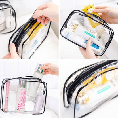 Transparent Cosmetic S/M/L Bag Zipper Clear Makeup Bags Travel Organizer Storage