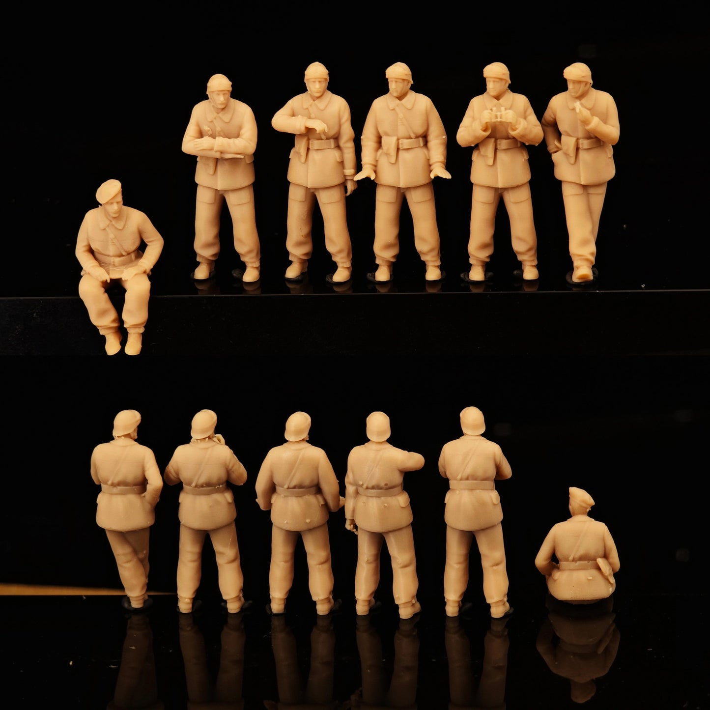 1/72 1/64 1/87 WWII French Tank Trooper 6-Persons Unpainted Model Ornament