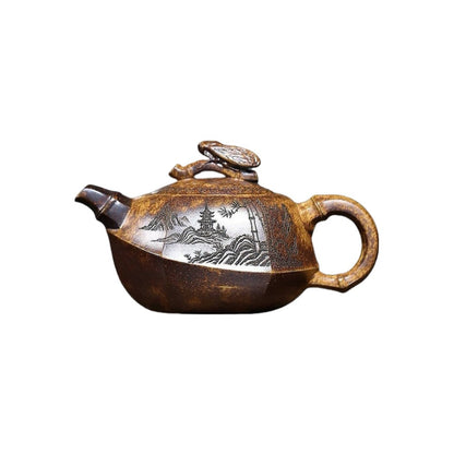 Yixing Zisha Tea Pot Original Ore High-fired Duan Clay Cicada & Bamboo Teapot