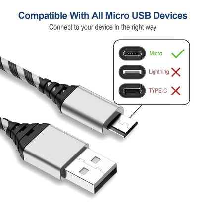 4x Micro USB Charging Cable 3/6/10ft Data Charge Cord For LG Harmony K20 V/Plus