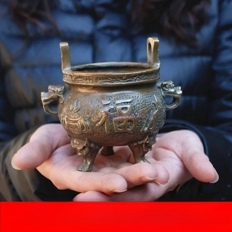 Buddha Worship Copper Felicitous Wish of Making Money Word FU Incense Burner
