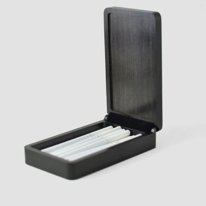 Ebony Wood Cigarette Case 103x65mm Carved Flip Top 20pcs King Size Holder
