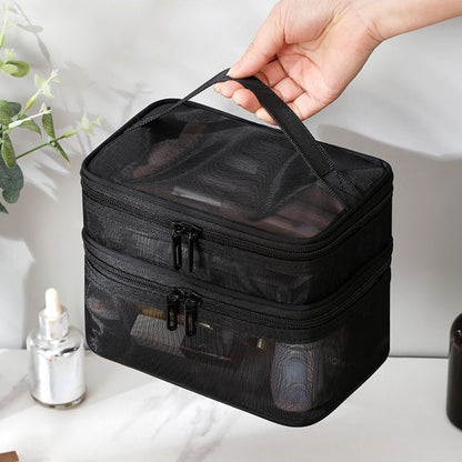 Luxury Clear Makeup Bag Mesh Cosmetic Purse Organizer Transparent Traveling Case