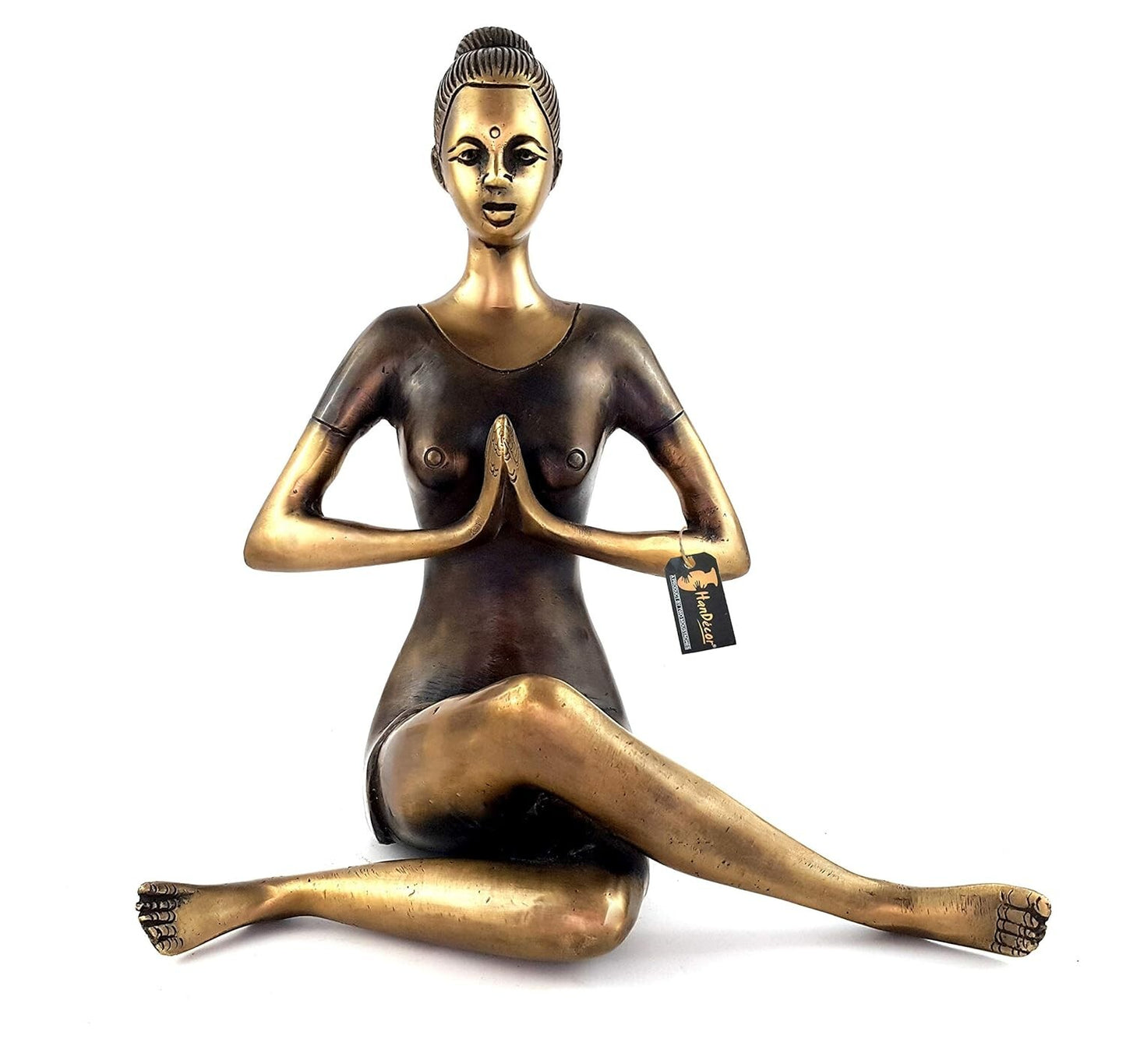 Brass Namaste Yoga Instructions Sitting Lady Sculpture Figurine Idol Home Decor