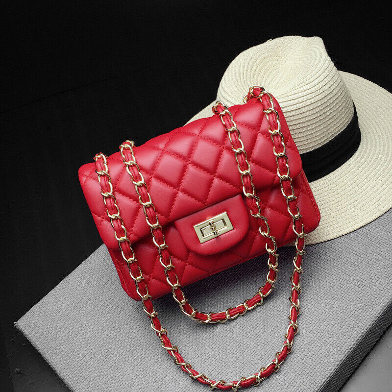Women's Ladies Diamond Pattern Plaid Leather Messenger Shoulder Bag Small Bags