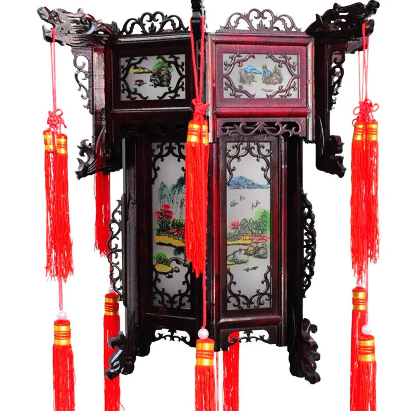 Palace Lantern Carved Wooden Chinese Lantern Balcony Red Outdoor Decoracion