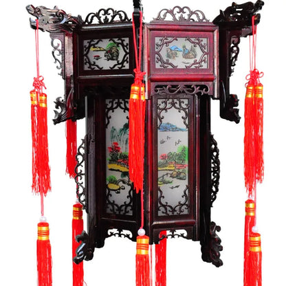 Palace Lantern Carved Wooden Chinese Lantern Balcony Red Outdoor Decoracion