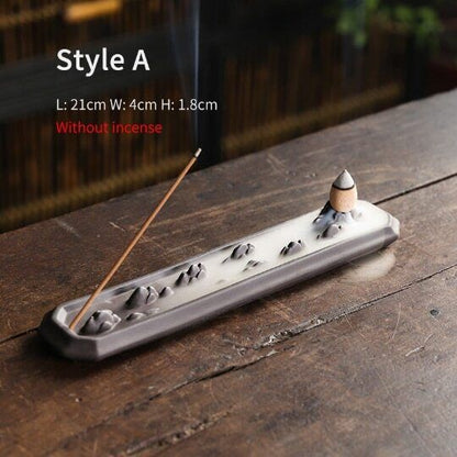 Ceramic Backflow Incense Burner Mountain Coral Stone Incense Holder for Sticks