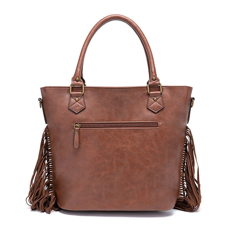 Retro Fashion Tassel PU Leather Shoulder Messenger Women's Bags Stock Tote Bags