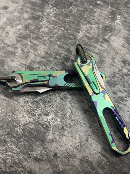 New Titanium Mini Knife Small Pocket Key Chain Pendants Folding Knife Gift