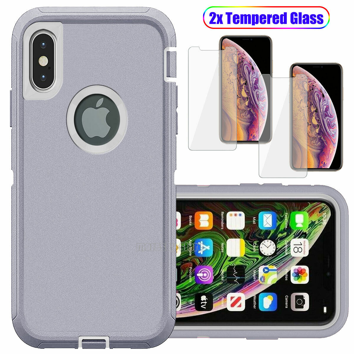 For Apple iPhone XR Case Shockproof Hard Cover with Glass Screen Protector