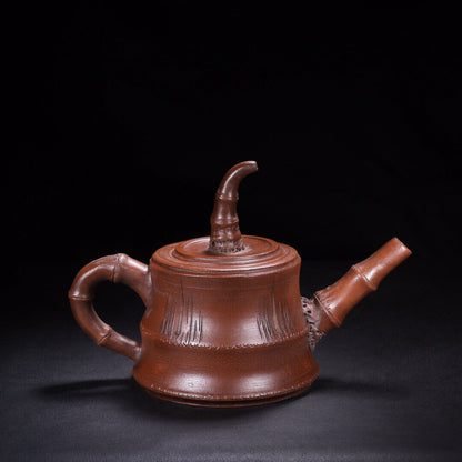 l-0Chinese Yixing Zisha Clay Handmade Exquisite Teapot （竹韵 底款：顾景舟）