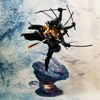 Anime One Piece Roronoa Zoro Action Figure Statue PVC Model Tornado Nine Knife