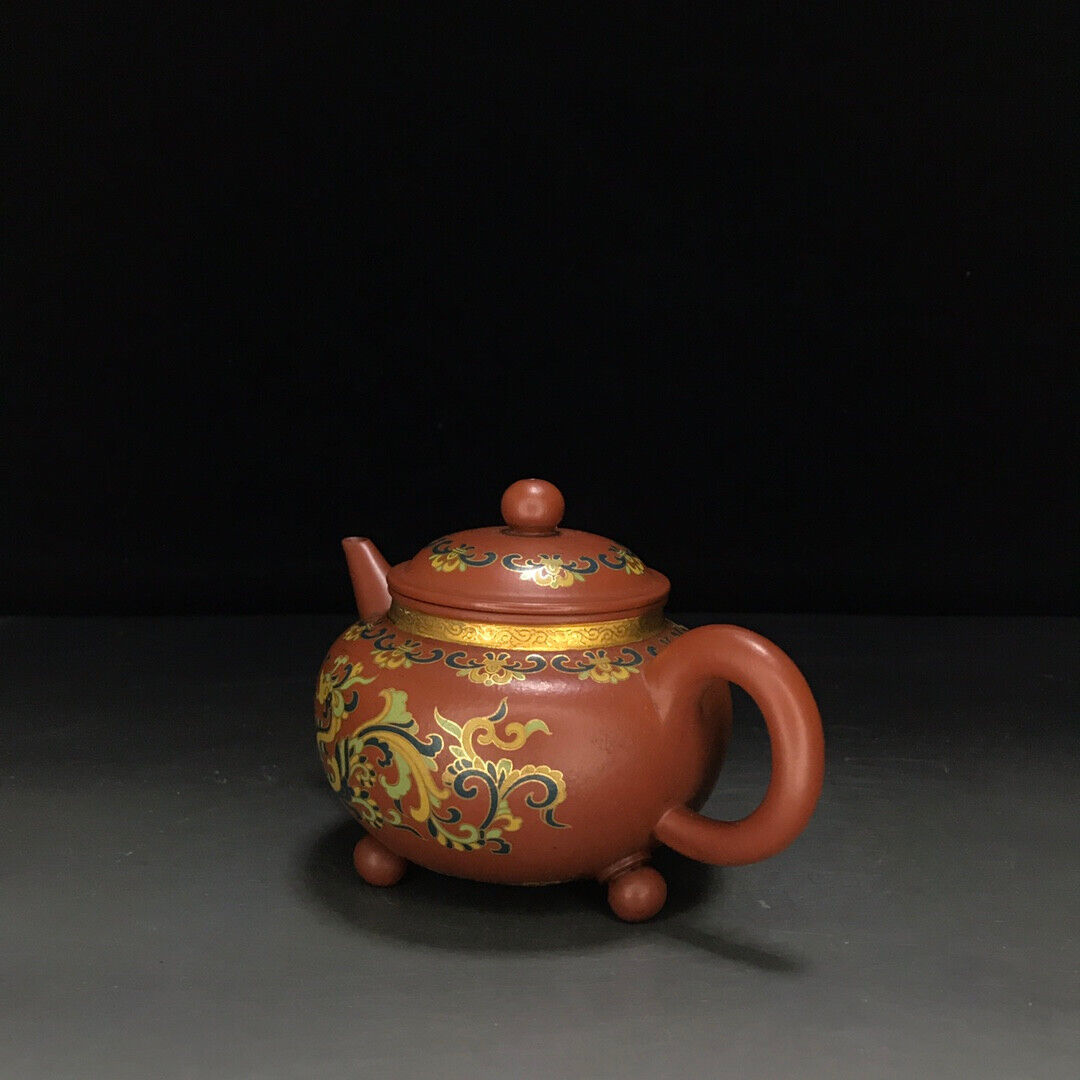 Chinese Yixing Zisha Clay Handmade Exquisite Teapot （三足水平壶 底款：柏原（清））