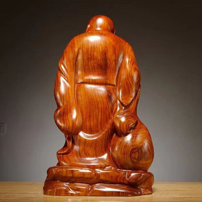 Chinese Red Rosewood Carving Maitreya Buddha Home Decor