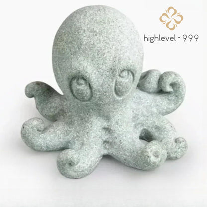 Handmade Octopus Green Sand Stone Tea Pet 6cm Tea Decoration Statue Tea Play
