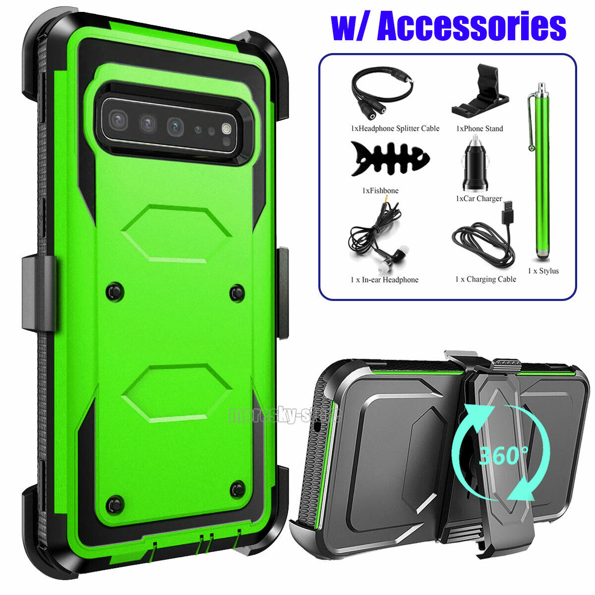 For Samsung Galaxy S10 5G Heavy Duty Clip Holder Belt Case Cover, w/ Accessories