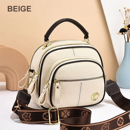 Multifunctional Compartments Adjustable Wide Shoulder Strap PU Crossbody Bag