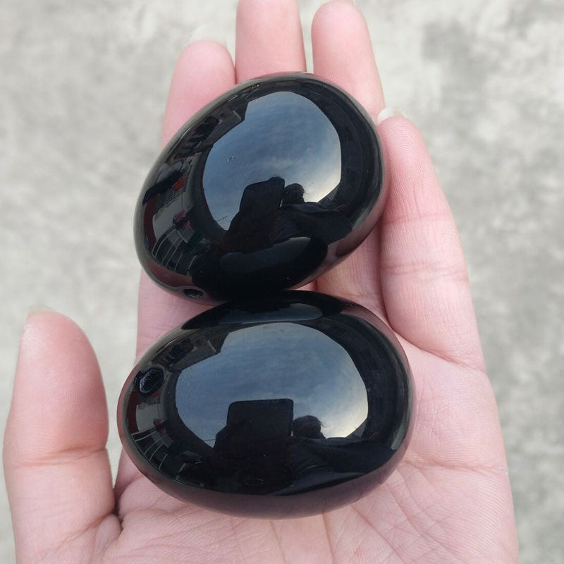 Natural Black Obsidian Crystal Egg Ball Magic Sphere Healing Kegel Exercis Stone