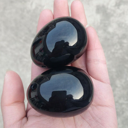 Natural Black Obsidian Crystal Egg Ball Magic Sphere Healing Kegel Exercis Stone