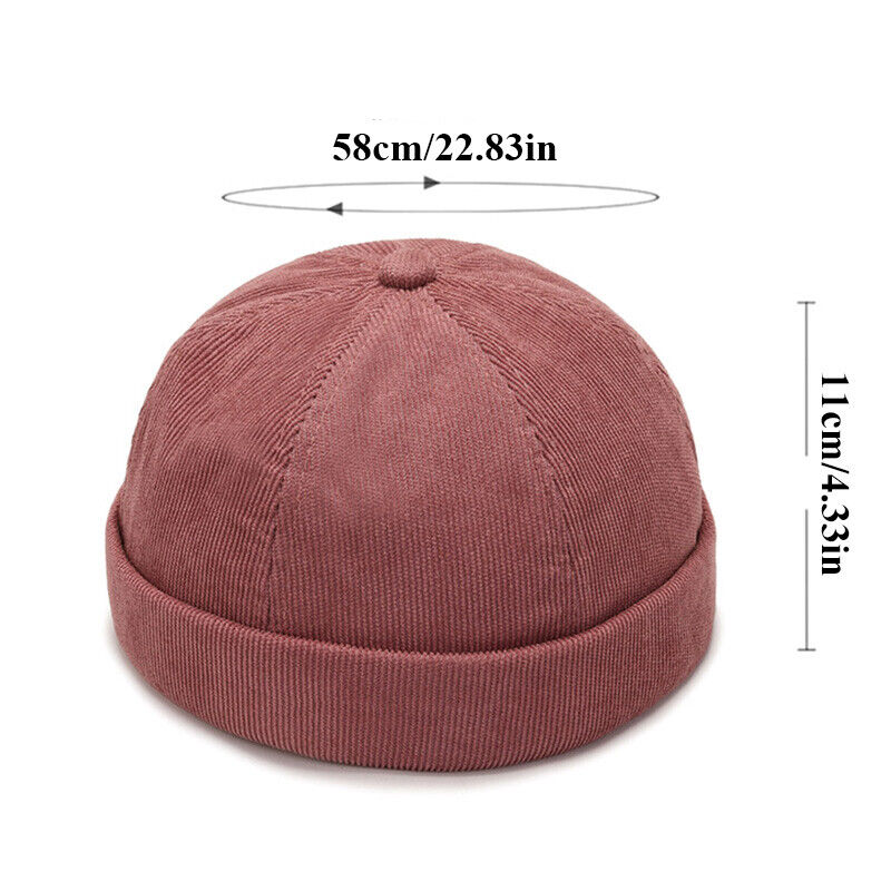 Men's Beanie Hats Retro Brimless Hat Hip-hop Rolled Cuff Skullcap Sailor Caps*
