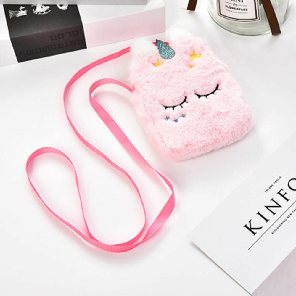 Shoulder Bag Plush Cartoon Boys Crossbody Girls Party Gift Shiny Unicorn Handbag