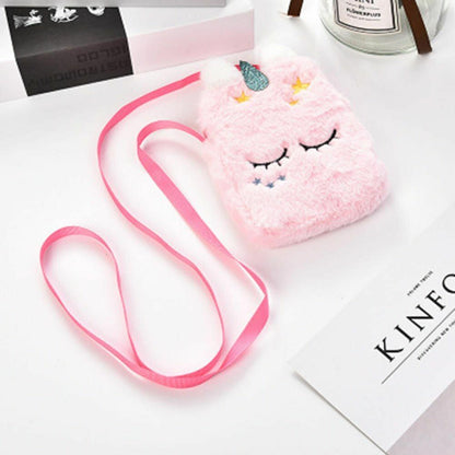 Shoulder Bag Plush Cartoon Boys Crossbody Girls Party Gift Shiny Unicorn Handbag