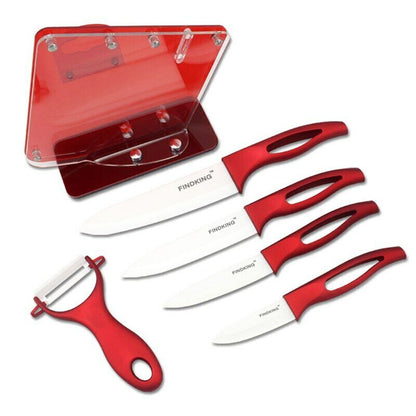 Neu Zirkonia Red Griff Keramikmesser 3" 4" 5" 6" Zoll mit Halter Küchenset