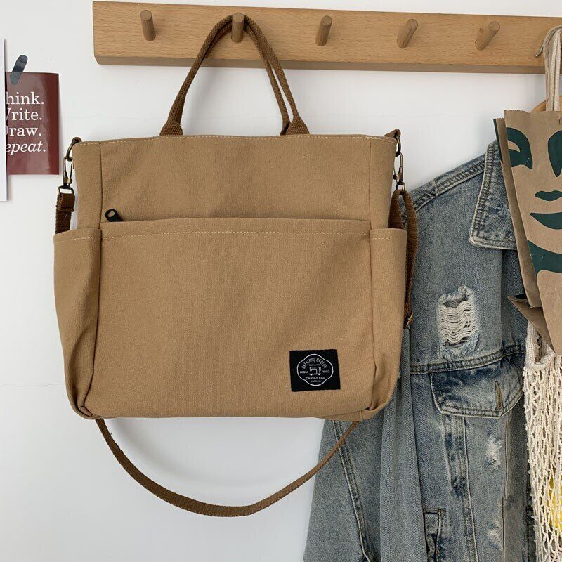 Women's Bags Cotton Canvas Shoulder Bag Crossbody Handbag Zipper Tote Pocket