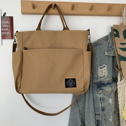 Women's Bags Cotton Canvas Shoulder Bag Crossbody Handbag Zipper Tote Pocket