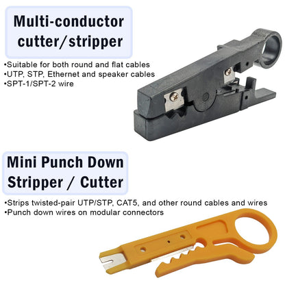 9-in-1 Network Toolkit: RJ45 Ethernet Crimper, Krone PunchDown, Cable Tester