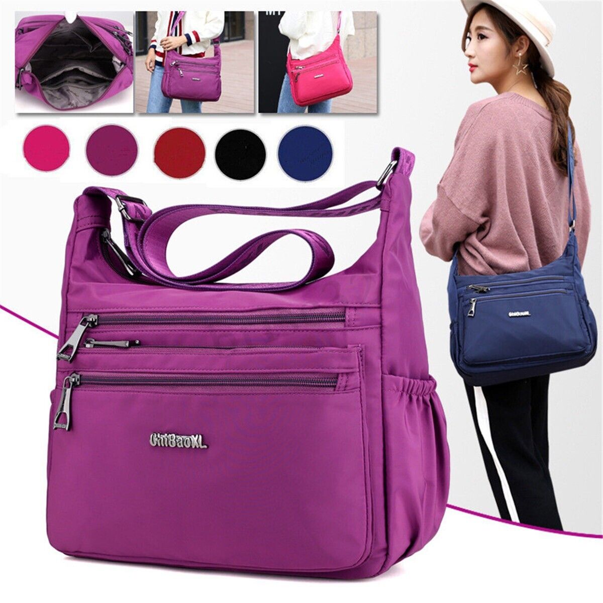 Women Ladies Waterproof Nylon Crossbody Shoulder Bag Travel Handbag Satchel Tote