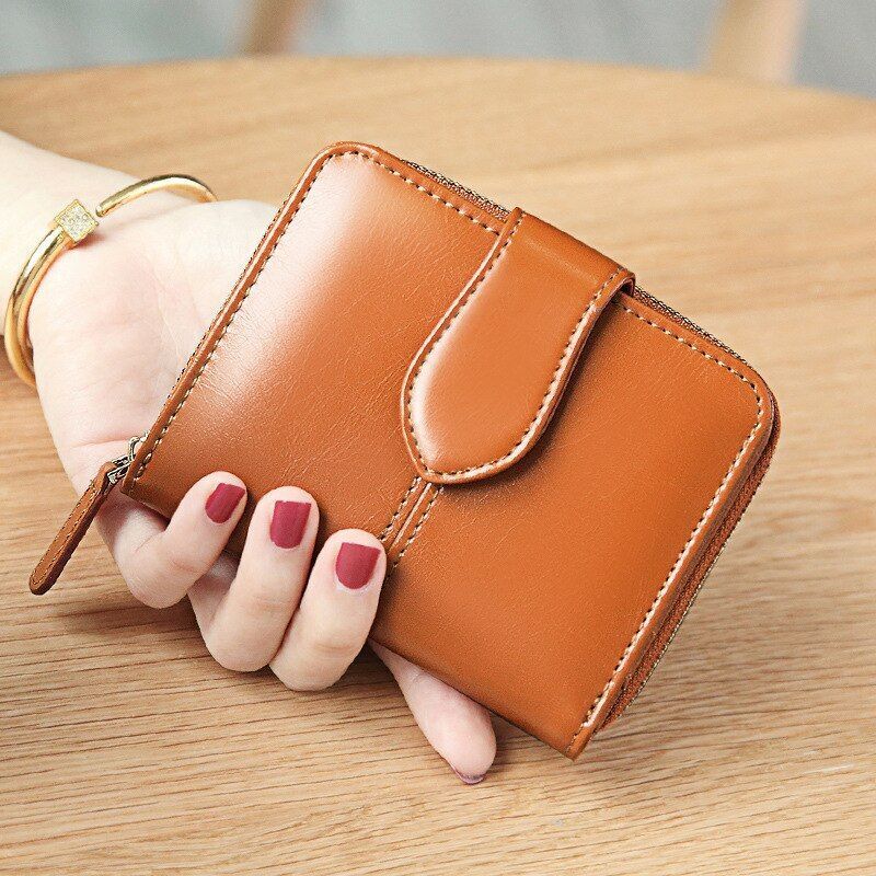 Leather Wallet Women Short Mini Clutch Purse Coin Pocket Credit Card Holder Bag