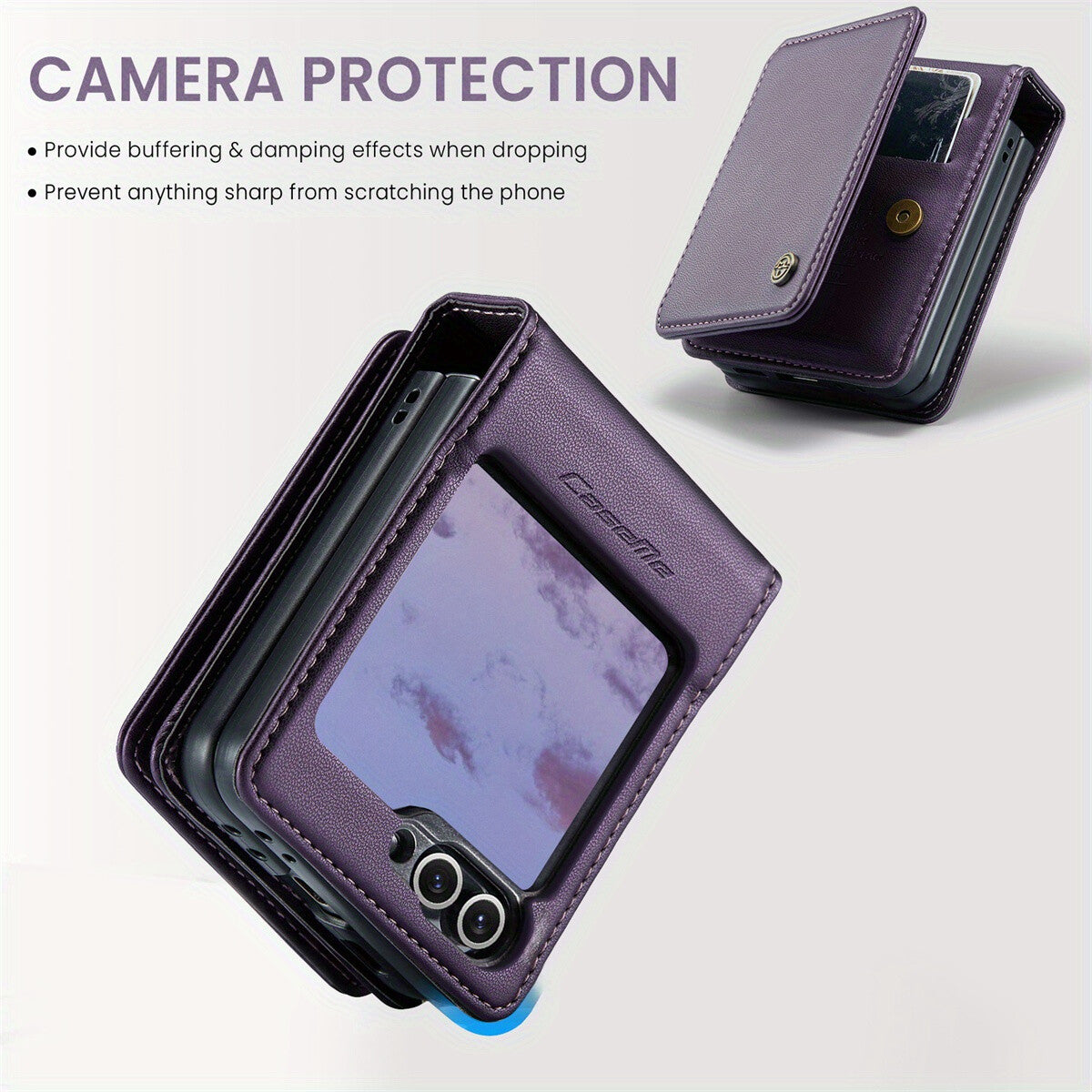 For Samsung Galaxy Z Flip 6 Case with RFID Blocking Card Holder Durable Leather