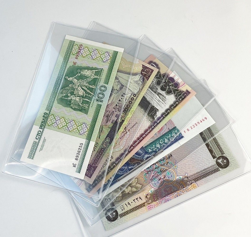 Paper Money Holder 5Pcs Clear Hard Plastic Clip Notes Bills Sleeve Bag 105x180mm