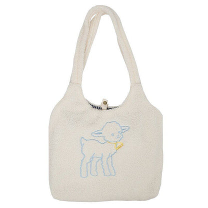 Fabric Shoulder Bag Handbag Tote Large Embroidery Shopper Bag Canvas Polyester