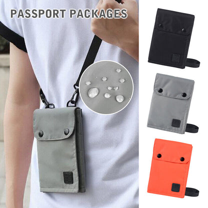 Travel Neck Hanging Passport Bag Pouch Wallet with RFID Blocking Card Holder