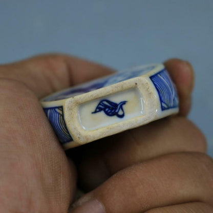 China Antique Blue and White Porcelain Goldfish Snuff Bottle Collectable