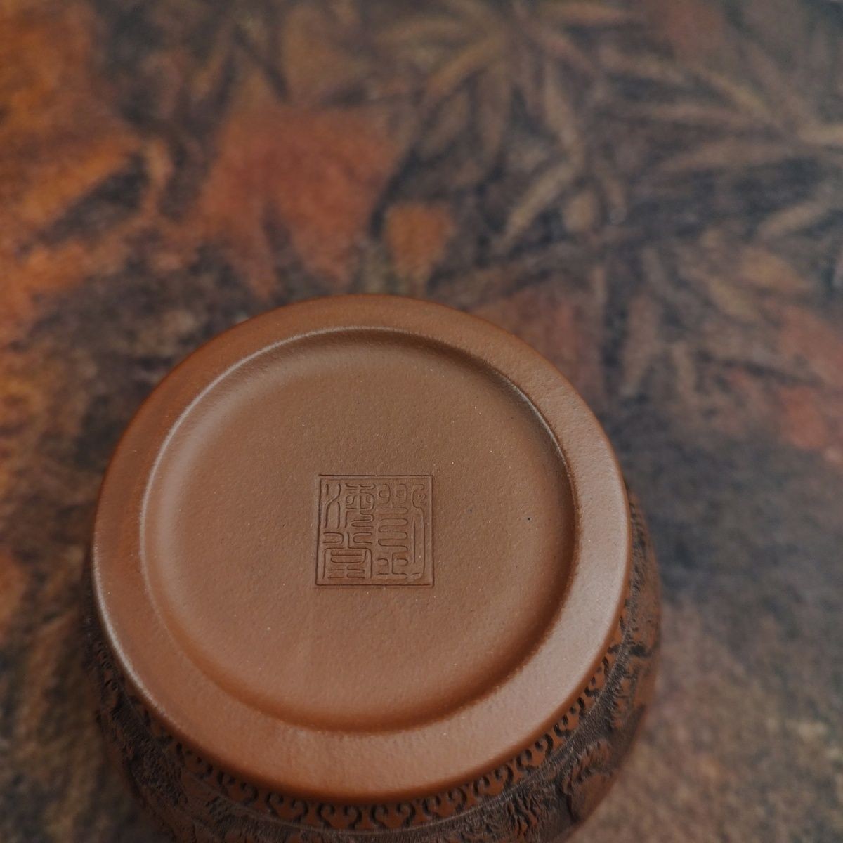 Yixing Zisha Zhuni Teacup 2.95in 150cc Hand Carved Five Tigers Relief