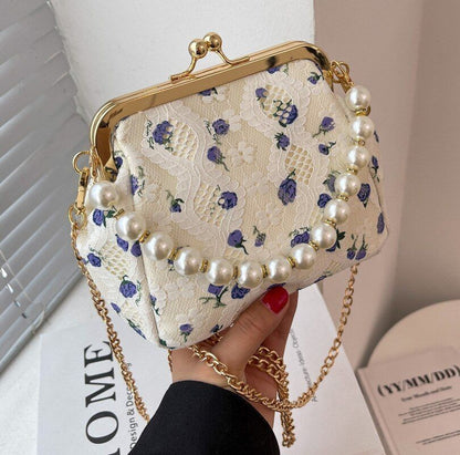 Flowers Bags Wedding Handbag Vintage Clutch Purse Metal Frame 22*15.5*10CM Shell