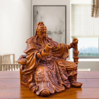 Guan Gong Reading Statue God of Wealth Sculptures Guan Yu Figurine Resin Crafts
