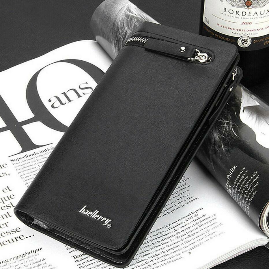 Men's Casual Leather Long Wallet Clutch Purse Bag ID Credit Card Holder Billfold