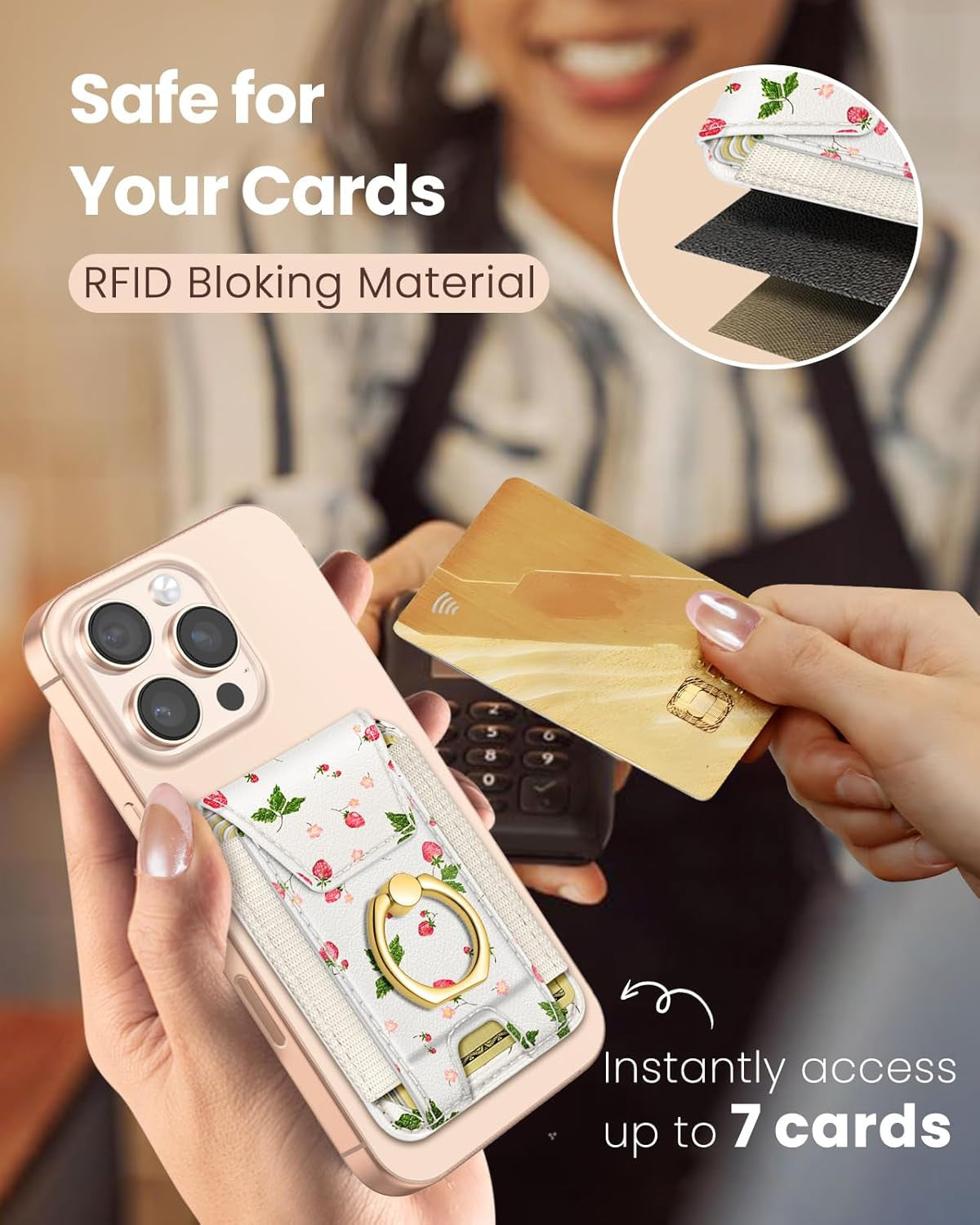 Compatible with Magsafe Wallet with Ring Stand Grip - Cute Magnetic Phone Wallet