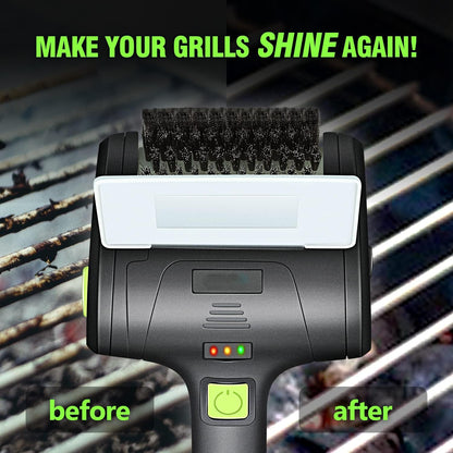 Rechargeable Cordless Electric BBQ Grill Cleaning Scrub Brush Black/Green